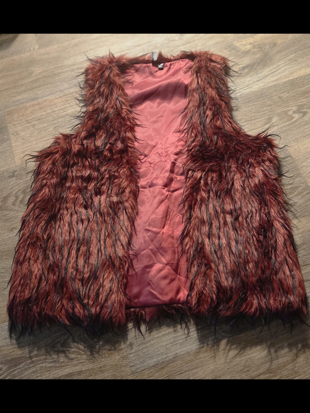 Lapis Faux Fur Vest in Burgundy and Black